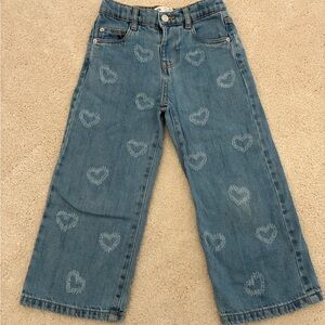 Denim Jeans with Heart Pattern